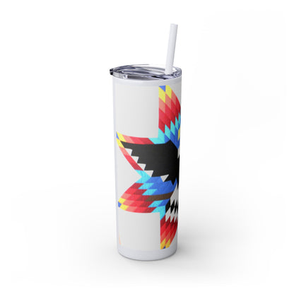 Onci 20oz Skinny Tumbler - Geometric Thunderbird Design, Insulated Travel Cup with Straw