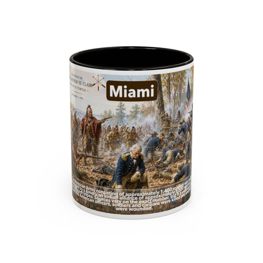 Miami History Battle Scene Mug — Military Vintage Illustration Coffee Cup (11oz/15oz)