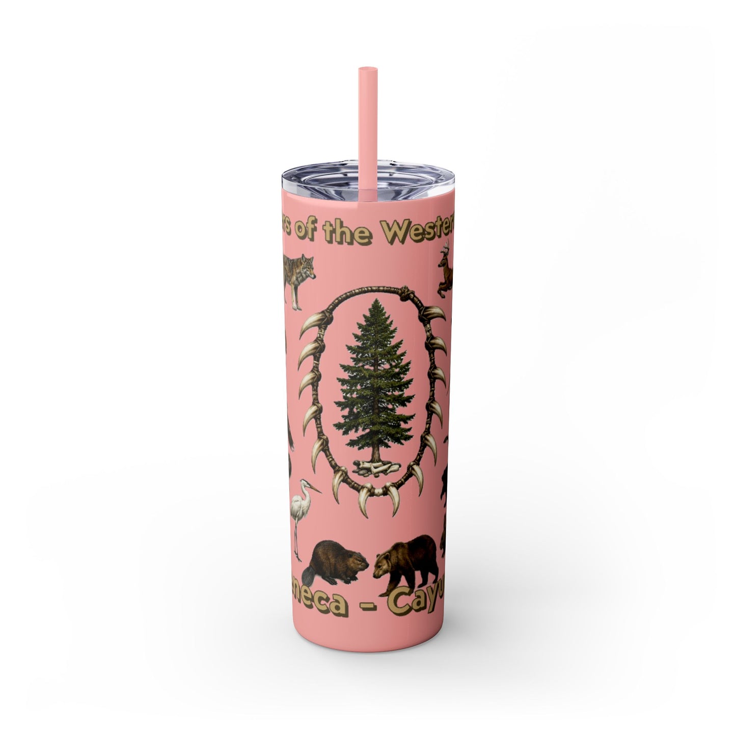 Seneca Cayuga Skinny Tumbler with Straw, 20oz