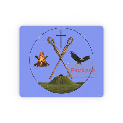 Kialegee Hilltop Lacrosse Mouse Pad — Campfire, Eagle & Cross Design