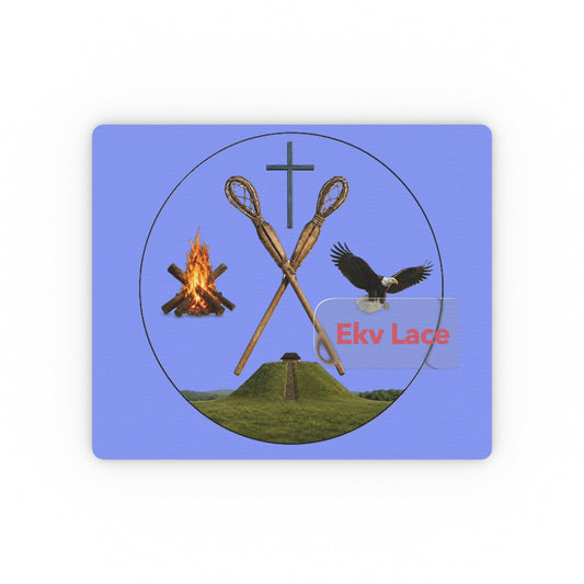 Kialegee Hilltop Lacrosse Mouse Pad — Campfire, Eagle & Cross Design