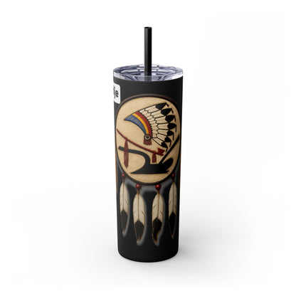 Iowa 20oz Skinny Tumbler with Native Dreamcatcher Design - 'Pahodje' Travel Straw Cup