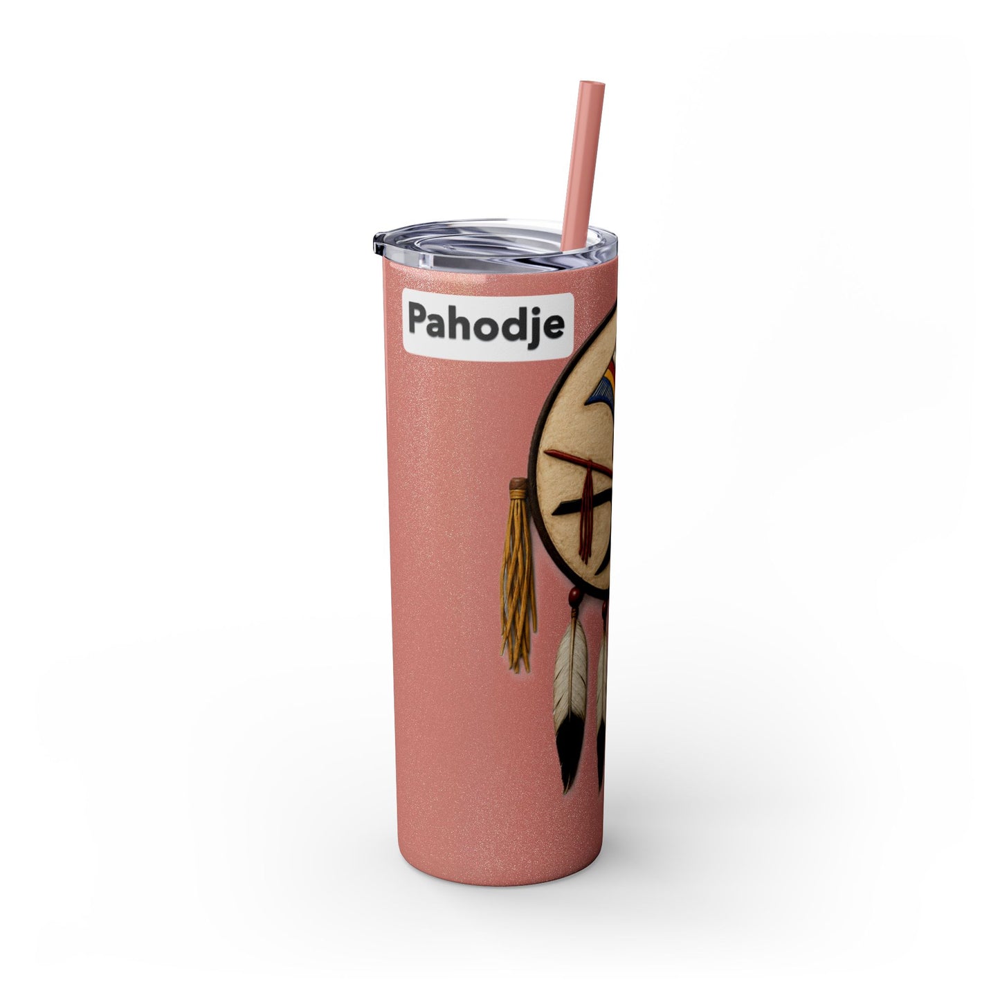 Iowa 20oz Skinny Tumbler with Native Dreamcatcher Design - 'Pahodje' Travel Straw Cup