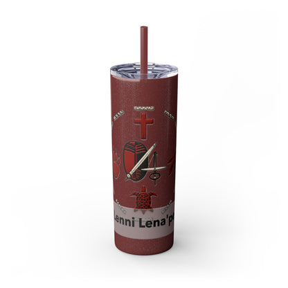 Delaware East Personalized 20oz Skinny Tumbler with Straw — Custom Name Tribal Crest Design
