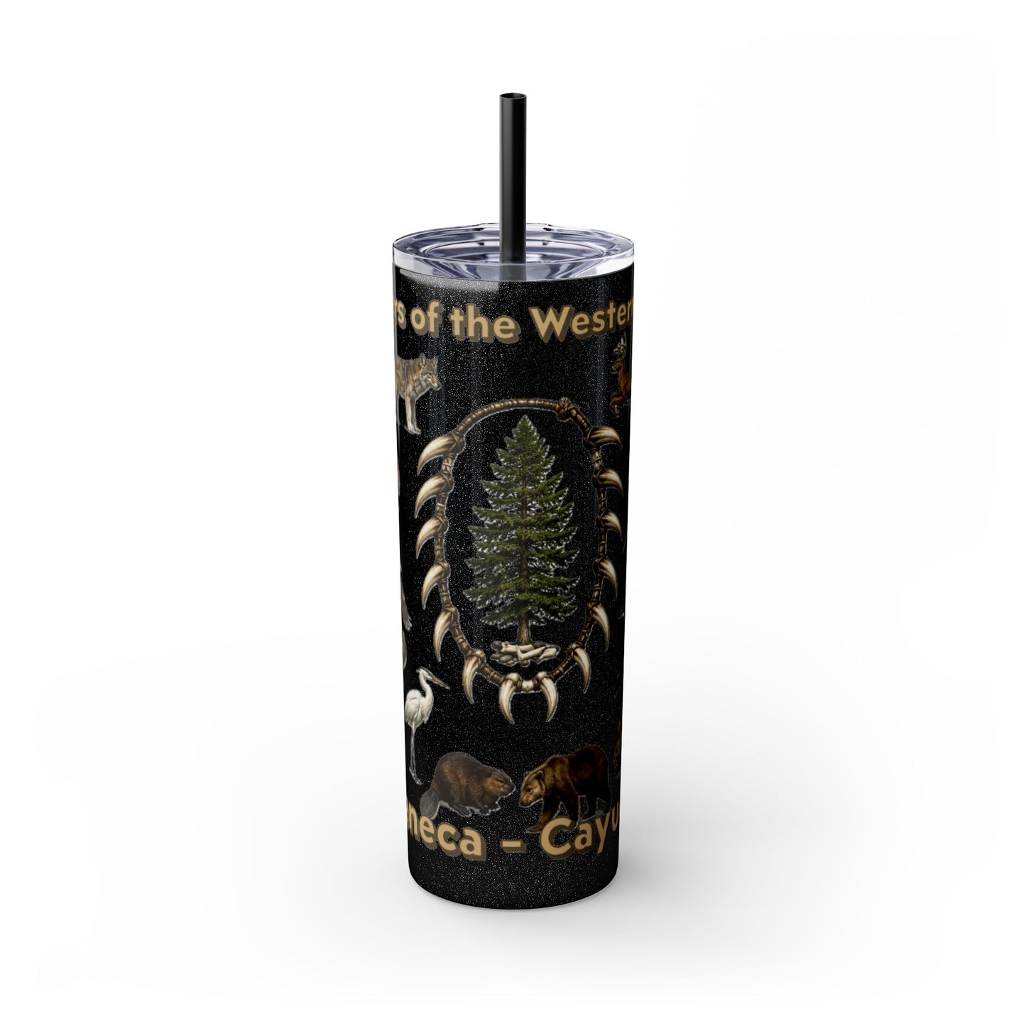 Seneca Cayuga Skinny Tumbler with Straw, 20oz