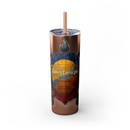 Delaware West Turtle Skinny Tumbler 20oz — Colorful Sea Turtle Travel Cup with Straw