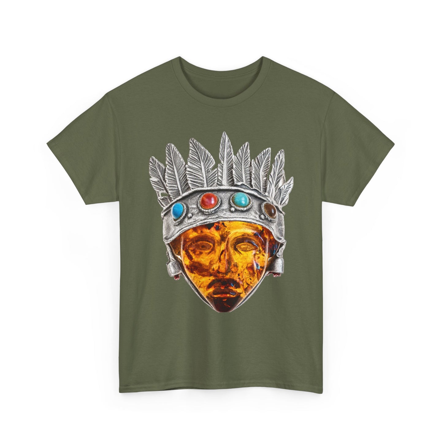 Tribal Crown Mask Tee — Vintage Gemstone Headdress Graphic T-Shirt