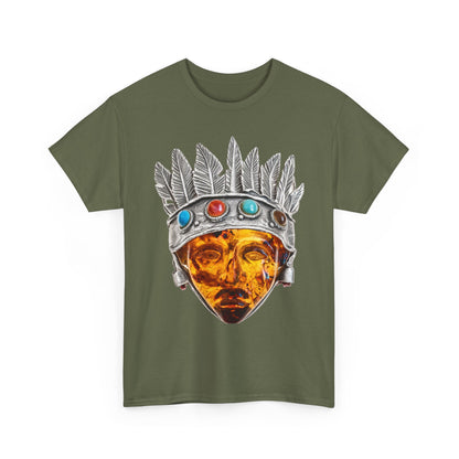 Tribal Crown Mask Tee — Vintage Gemstone Headdress Graphic T-Shirt