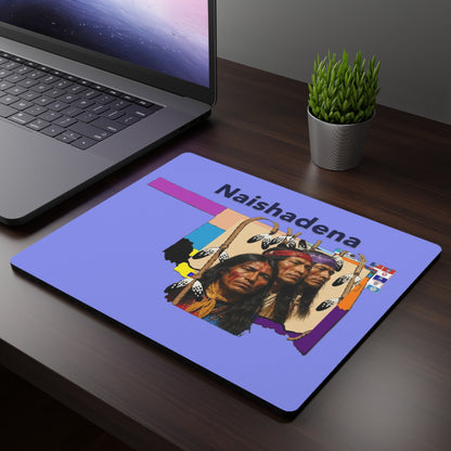 Apache Naishadena Tribal Art Rectangular Mouse Pad — Native American Portrait Desk Mat
