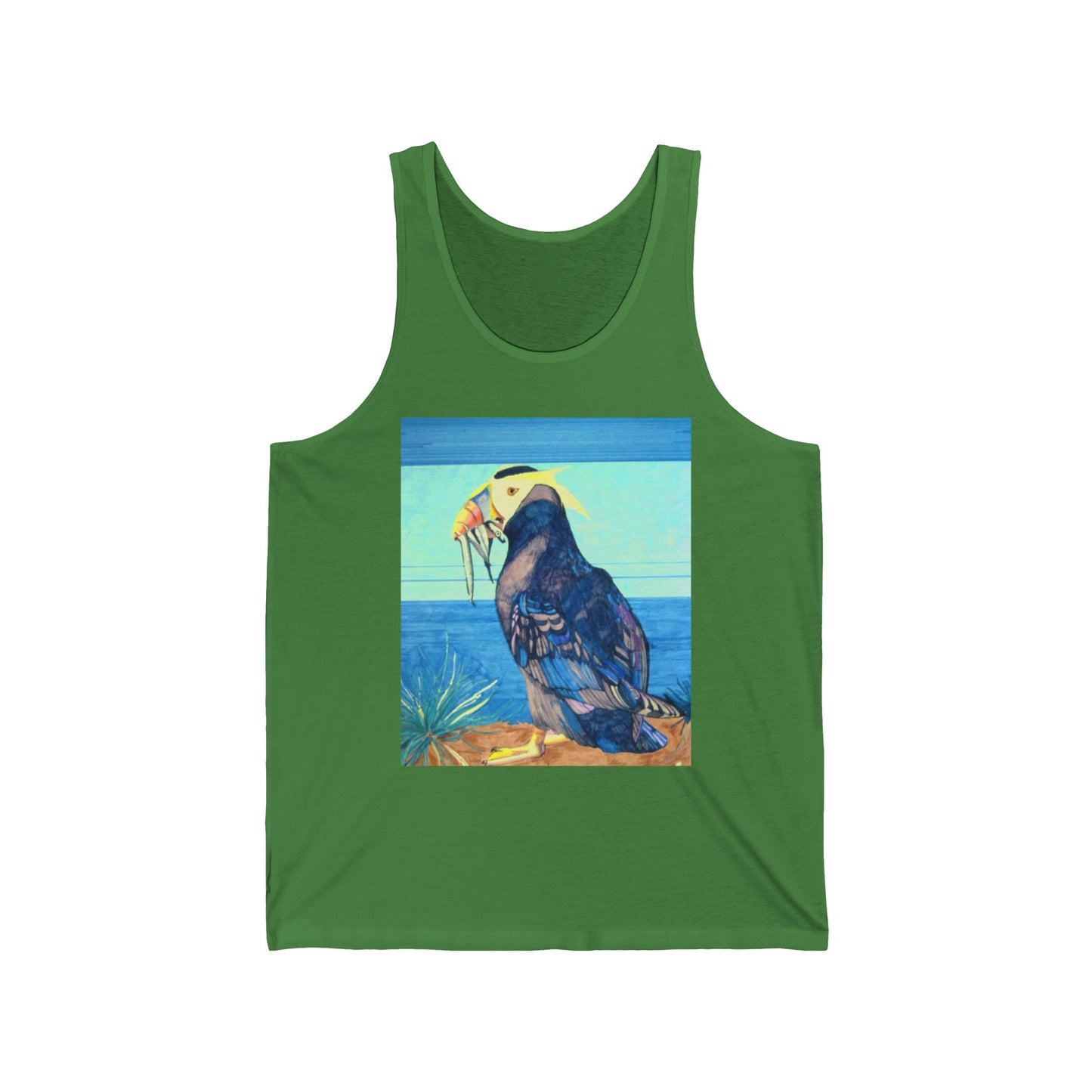 Puffin Beach Tank Top — Colorful Coastal Bird Illustration Tank