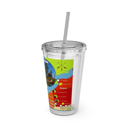 Pontiac Indigenous Nations Map Tumbler — 16oz Sunsplash Straw Cup