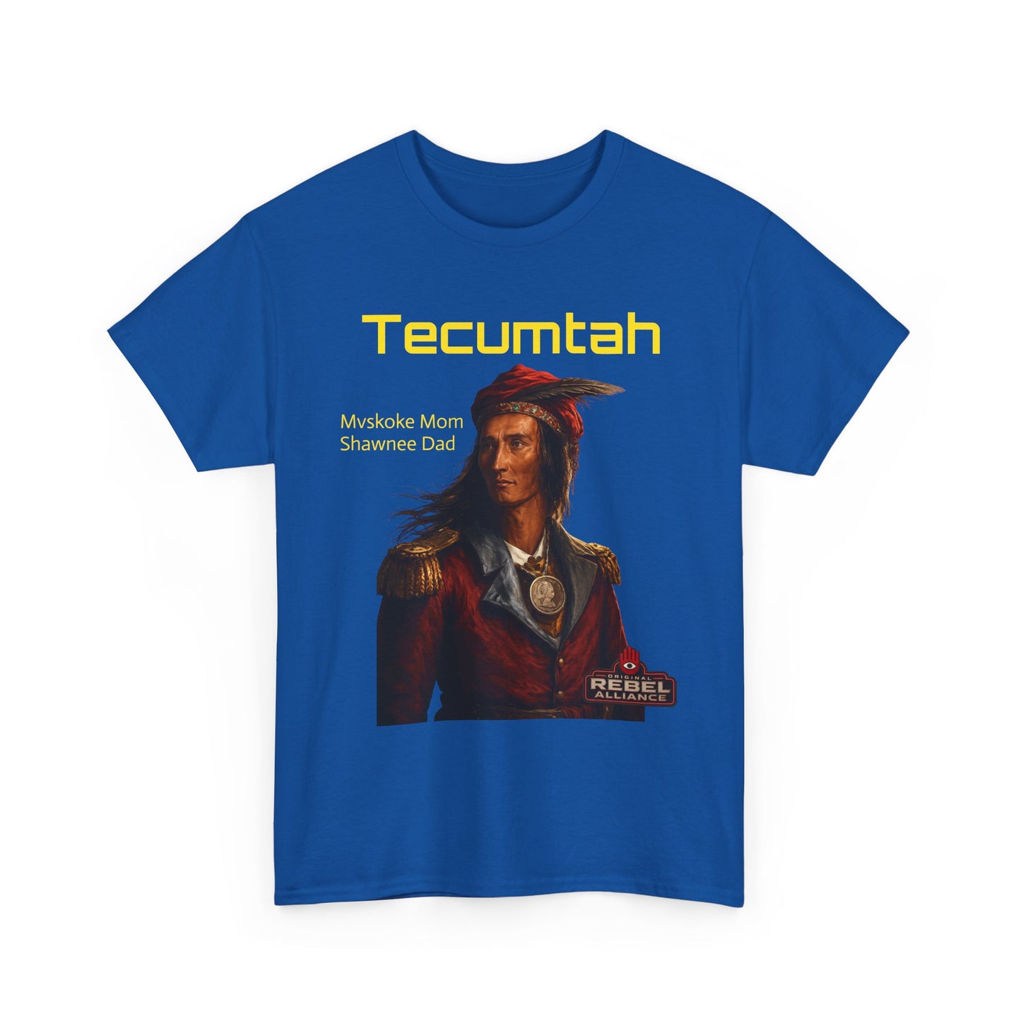 Tecumtah Native American Portrait T‑Shirt — Mvskoke Mom/Shawnee Dad Heritage Tee