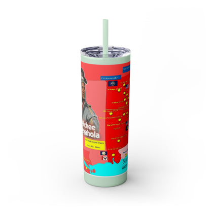 Opothleyahola Skinny Tumbler – Colorful Native American Portrait Design, 20oz Stainless Straw Cup