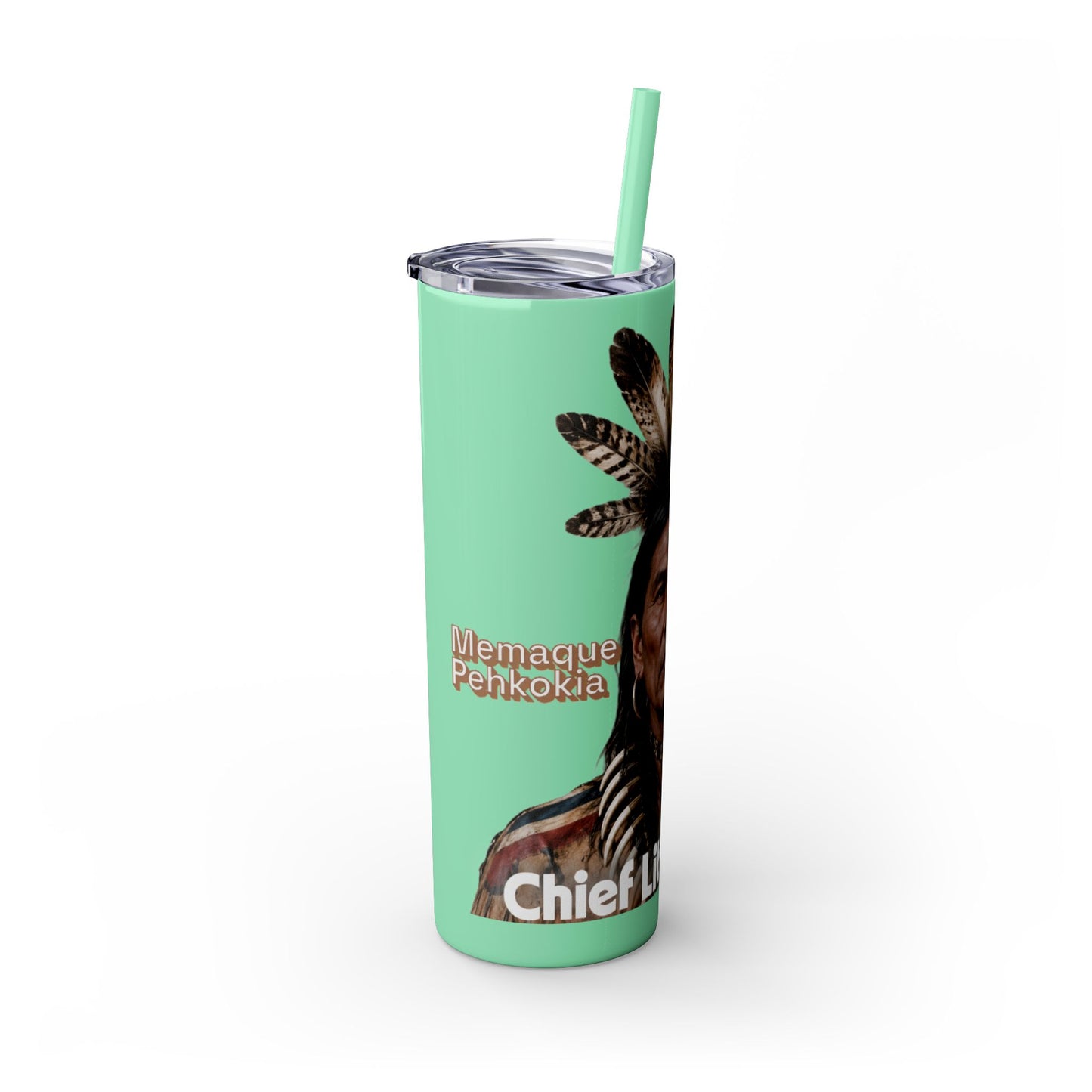 Miami 20oz Skinny Tumbler with Straw — Native Chief Portrait Travel Cup