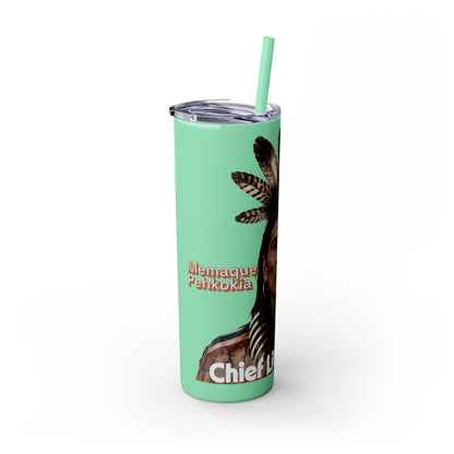 Miami 20oz Skinny Tumbler with Straw — Native Chief Portrait Travel Cup