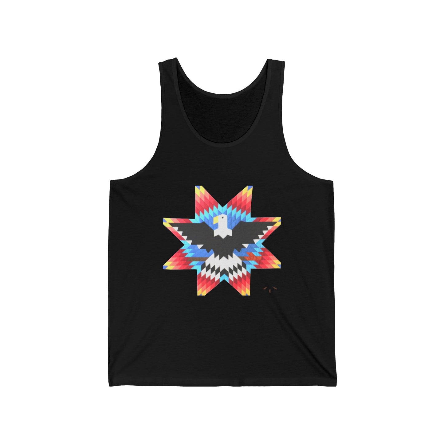 Native-Inspired Eagle Star Tank Top — Geometric Tribal Arrow Back Graphic