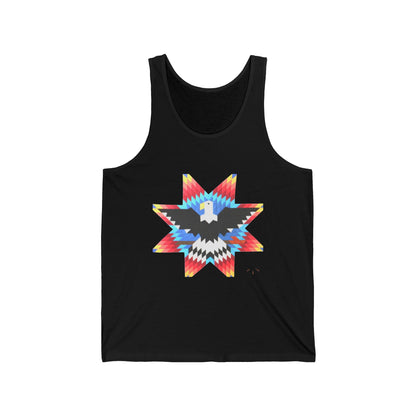 Native-Inspired Eagle Star Tank Top — Geometric Tribal Arrow Back Graphic