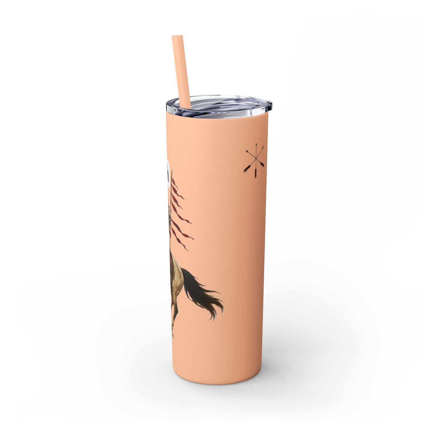 Comanche Numunah Warrior Horse 20oz Skinny Tumbler with Straw — Native American Inspired Travel Cup