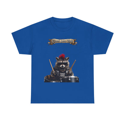 ClansDrummer Raccoon Graphic Tee — "Chaos Goes Brrr" Cute Punk Rock T-Shirt