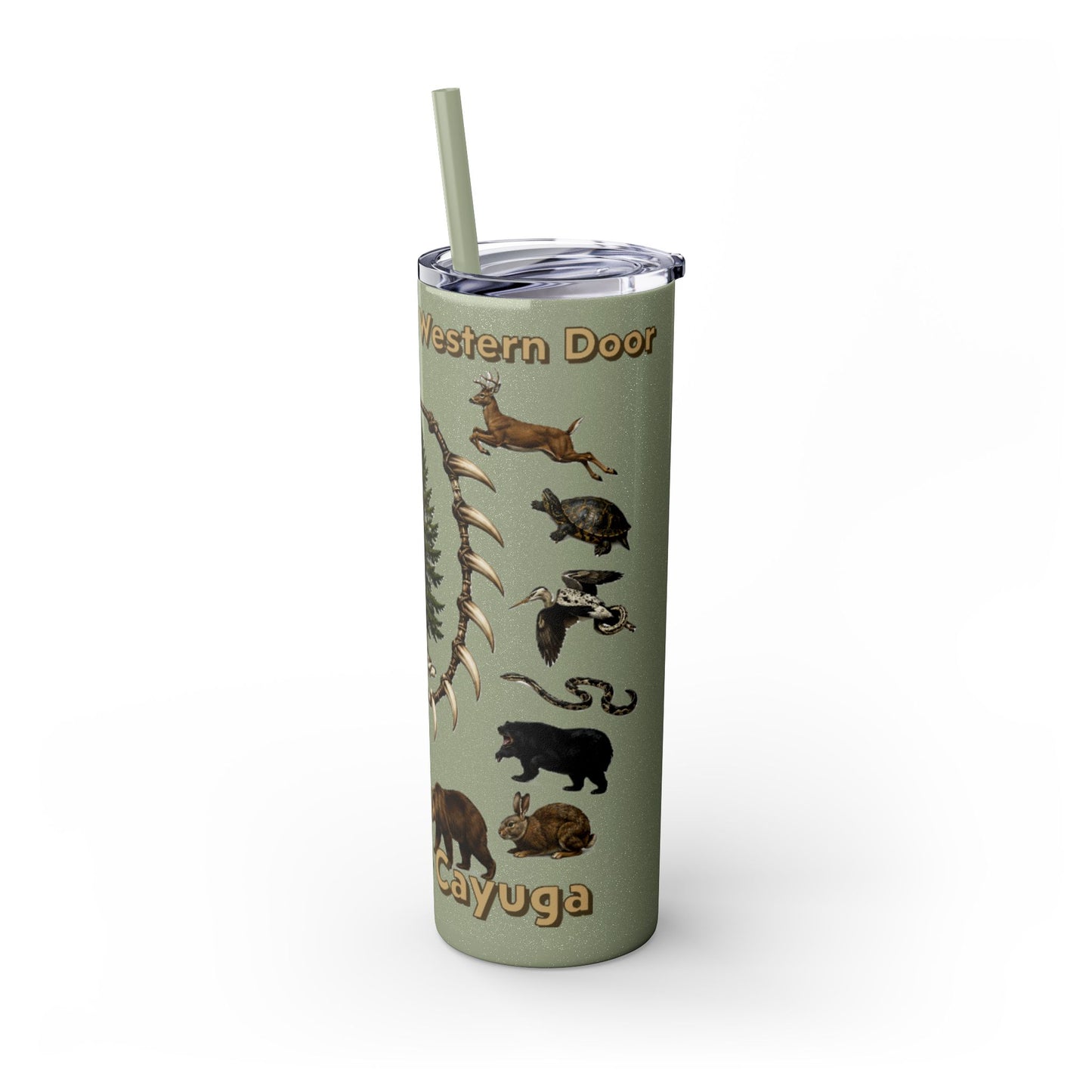 Seneca Cayuga Skinny Tumbler with Straw, 20oz