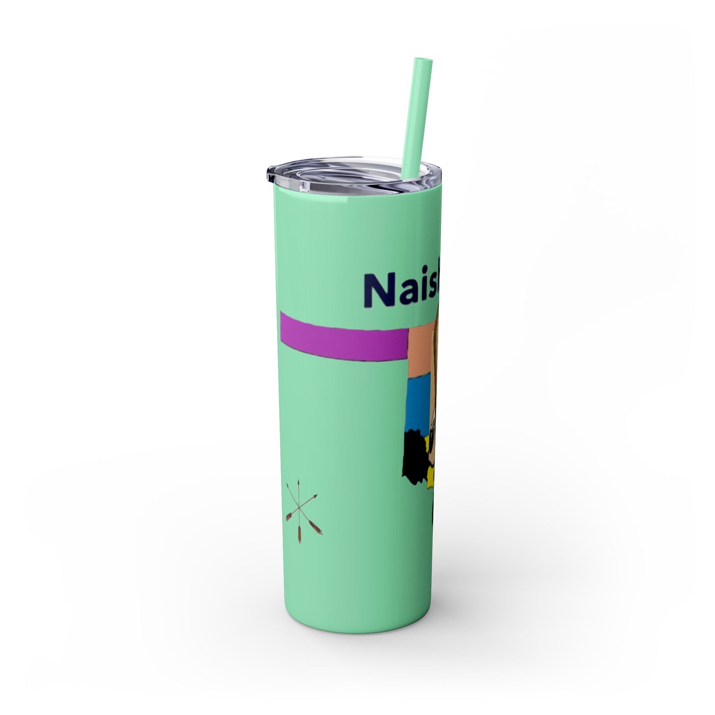 Apache 20oz Skinny Tumbler with Straw — Colorful Retro Design "Naishade"