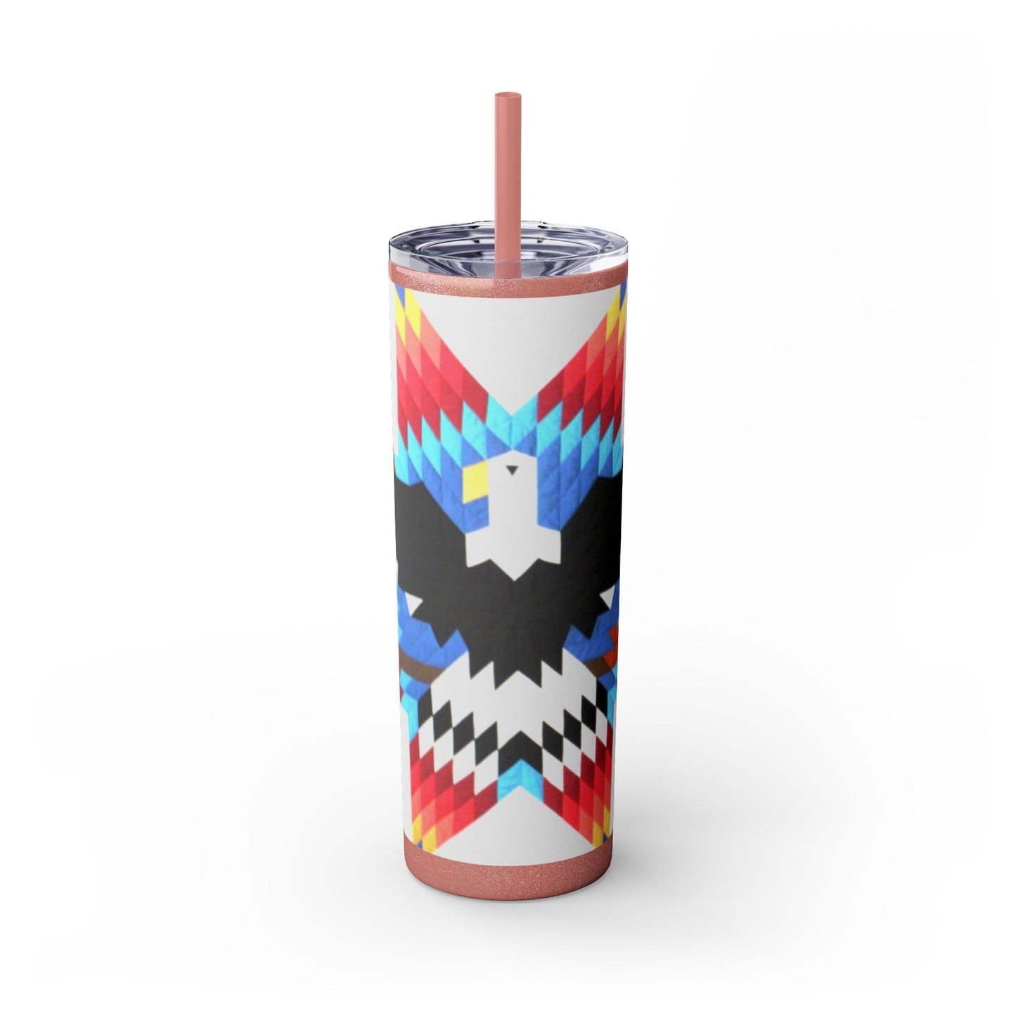 Onci 20oz Skinny Tumbler - Geometric Thunderbird Design, Insulated Travel Cup with Straw