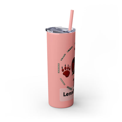 Delaware East Personalized 20oz Skinny Tumbler with Straw — Custom Name Tribal Crest Design