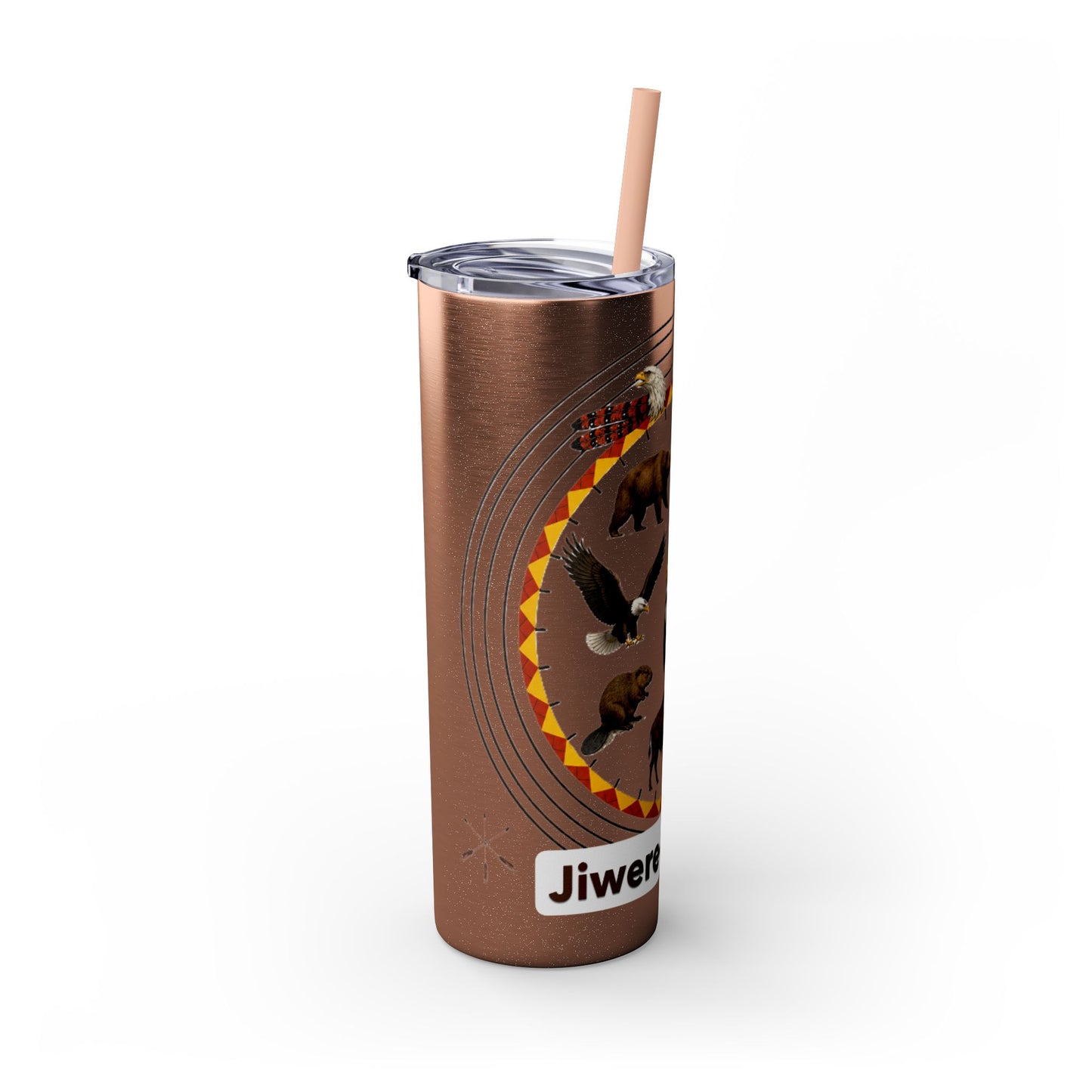 Otoe Missouria Native Animal Medicine Wheel 20oz Skinny Tumbler with Straw