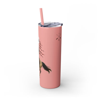 Comanche Numunah Warrior Horse 20oz Skinny Tumbler with Straw — Native American Inspired Travel Cup