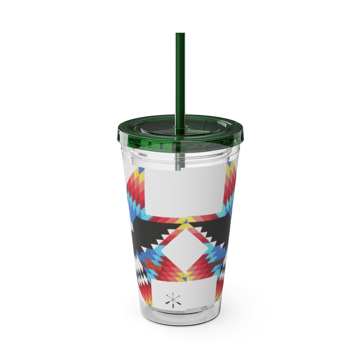 Onci 16oz Sunsplash Tumbler with Straw — Southwestern Eagle Pattern, Insulated Travel Cup
