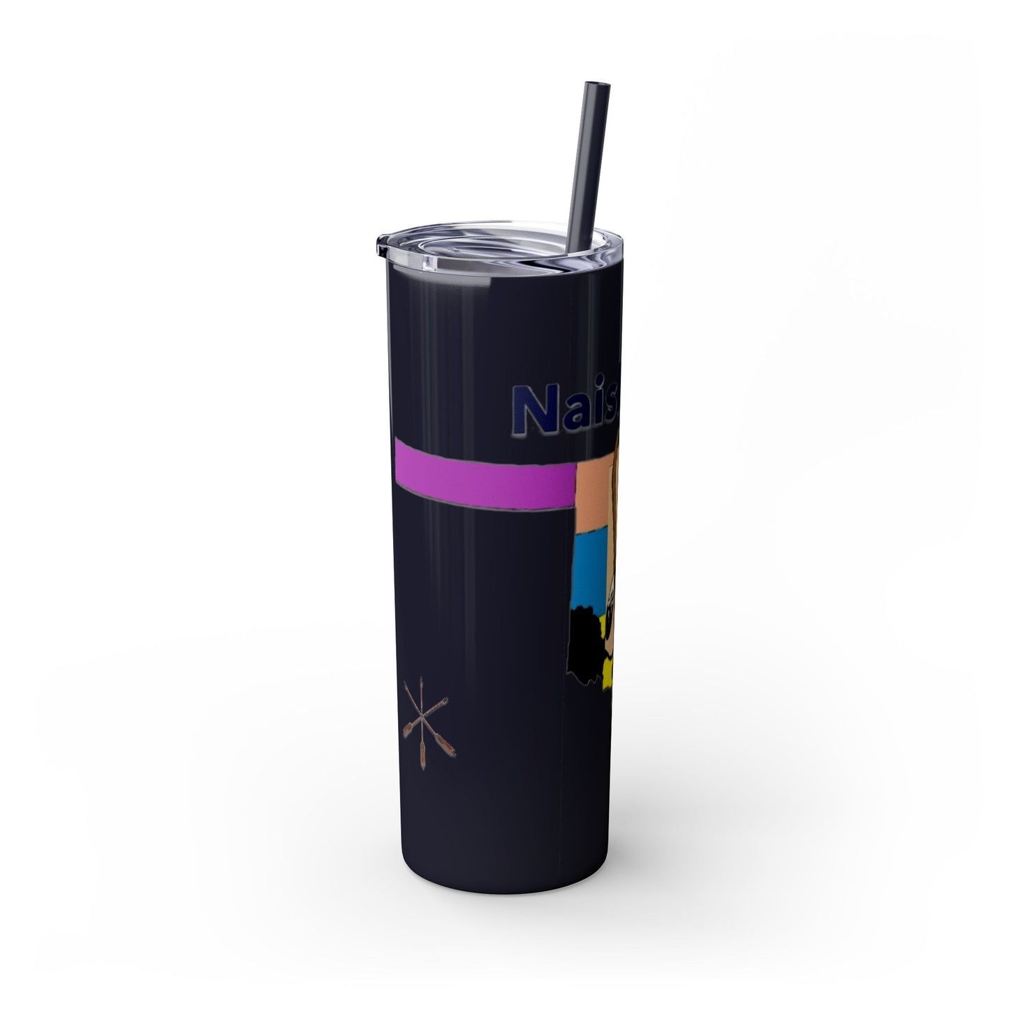 Apache 20oz Skinny Tumbler with Straw — Colorful Retro Design "Naishade"
