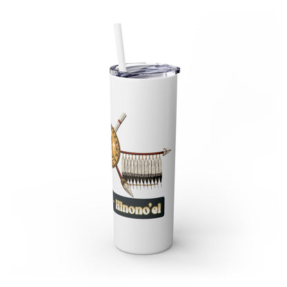 Cheyenne Arapaho 20oz Skinny Tumbler — Native American Shield & Arrows Design (Tsistsistas - Hinono'eitiit)