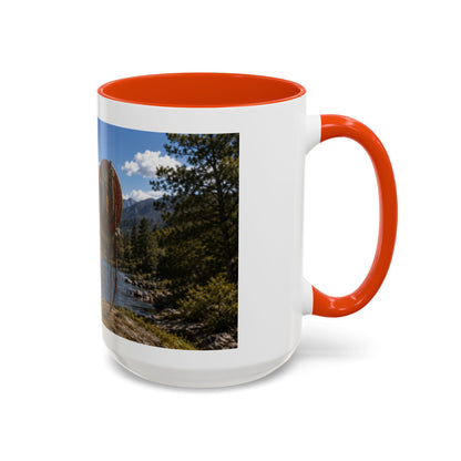 Chickasaw Warrior Statue Scenic Mug — Mythic Landscape Coffee Cup (11oz/15oz)