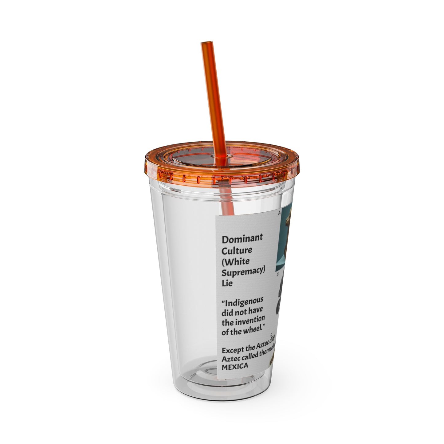 Aztec Sunsplash 16oz Insulated Straw Tumbler — Historical Artifact Illustration Design