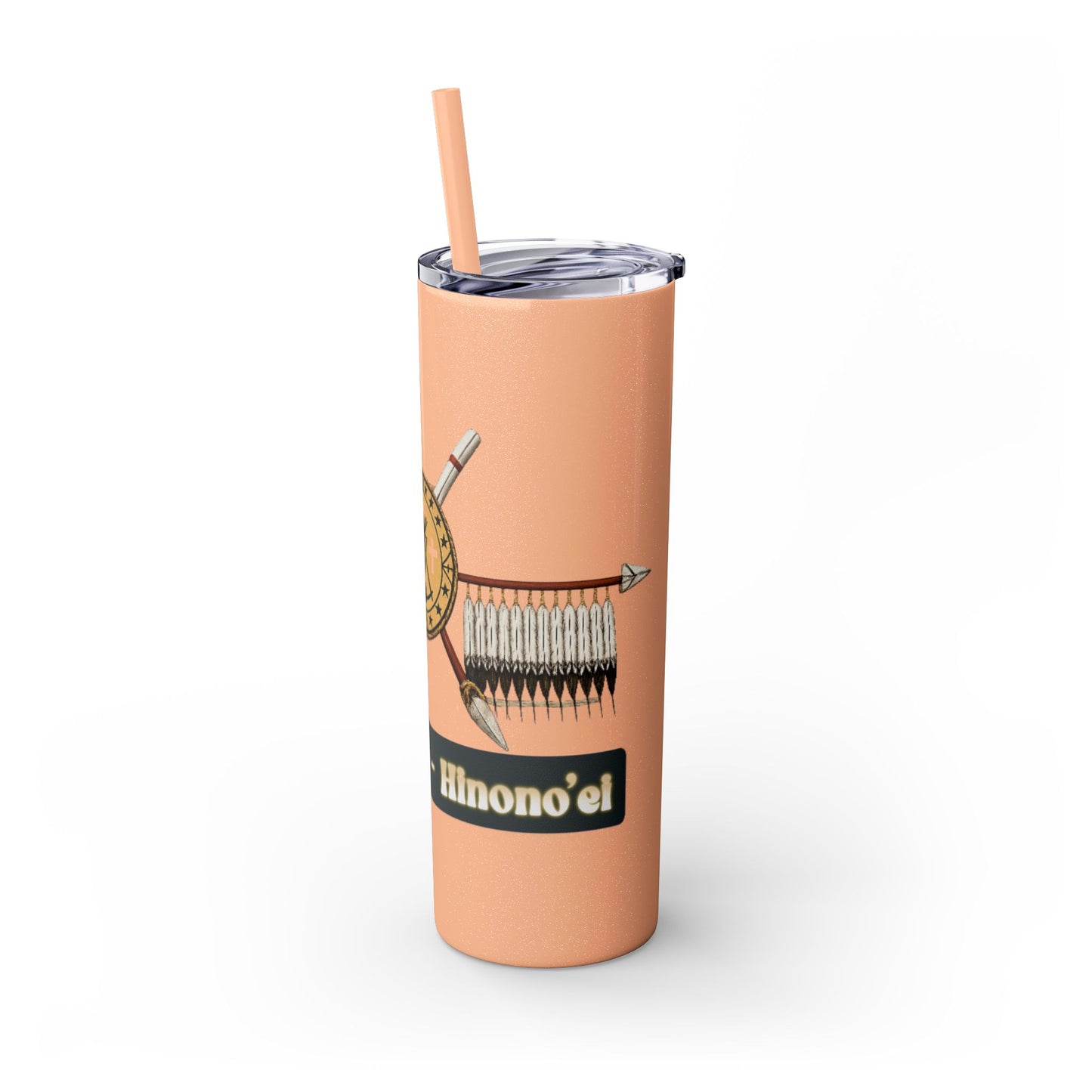 Cheyenne Arapaho 20oz Skinny Tumbler — Native American Shield & Arrows Design (Tsistsistas - Hinono'eitiit)