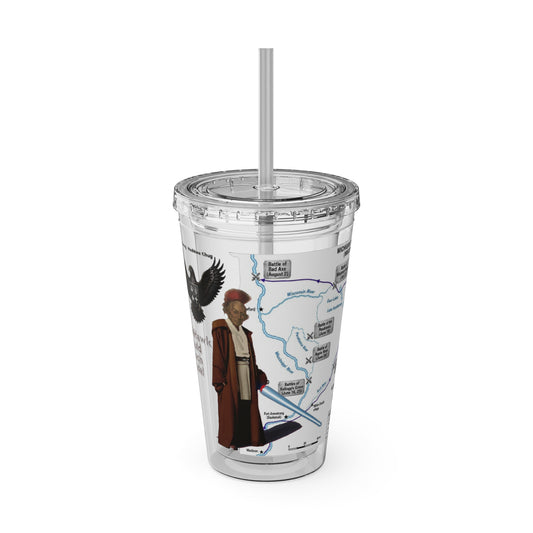 Blackhawk 16oz Tumbler with Straw — Illustrated Map & Raven Design