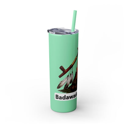 Pottawatomie Campfire Badge Skinny Tumbler 20oz — Badawadame Nation Design
