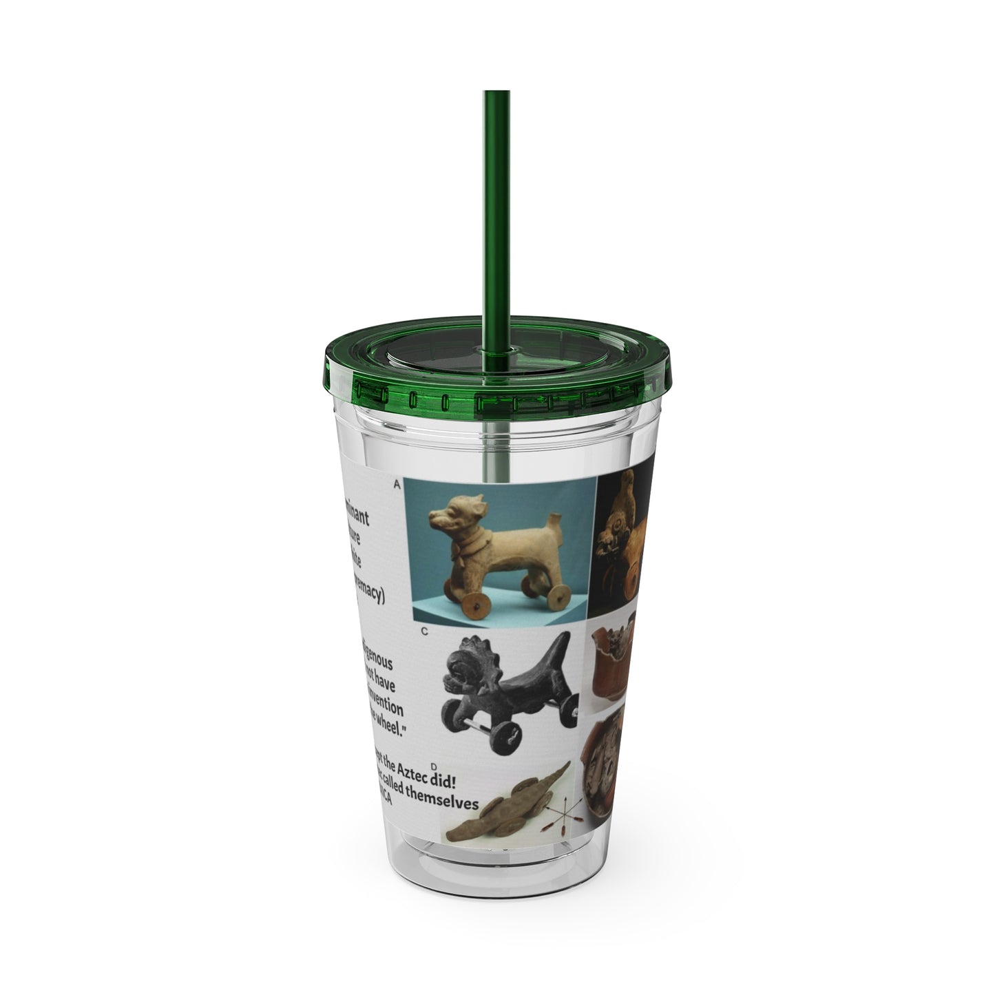 Aztec Sunsplash 16oz Insulated Straw Tumbler — Historical Artifact Illustration Design