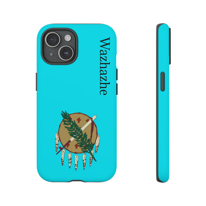 Osage Phone Case — Wazhahze Tribal Shield Design (Native Feather & Tomahawk)