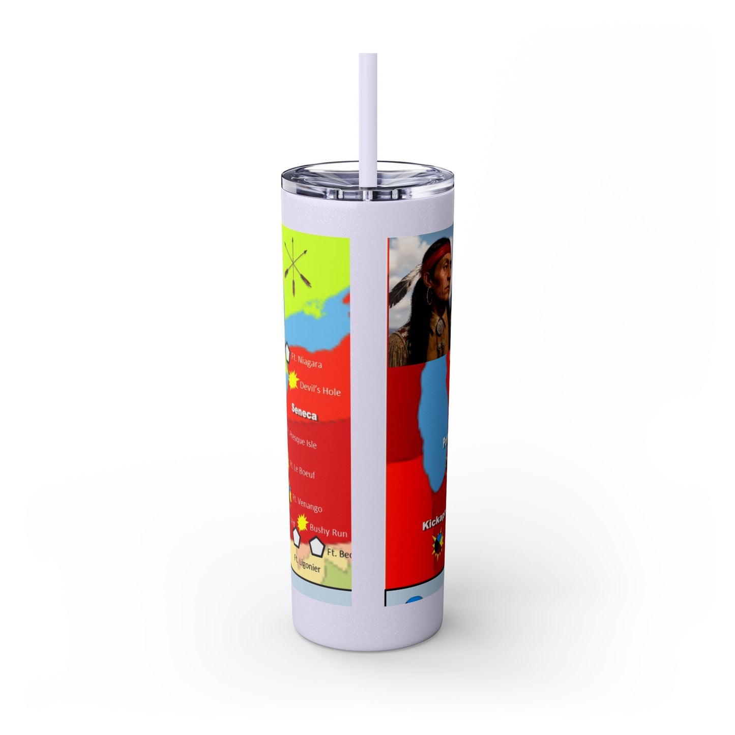 Pontiac Native Nations Map Skinny Tumbler — 20oz Travel Cup with Straw