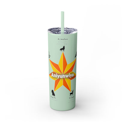 Cherokee 20oz Skinny Tumbler - Aniyunwiya Star Design with Straw