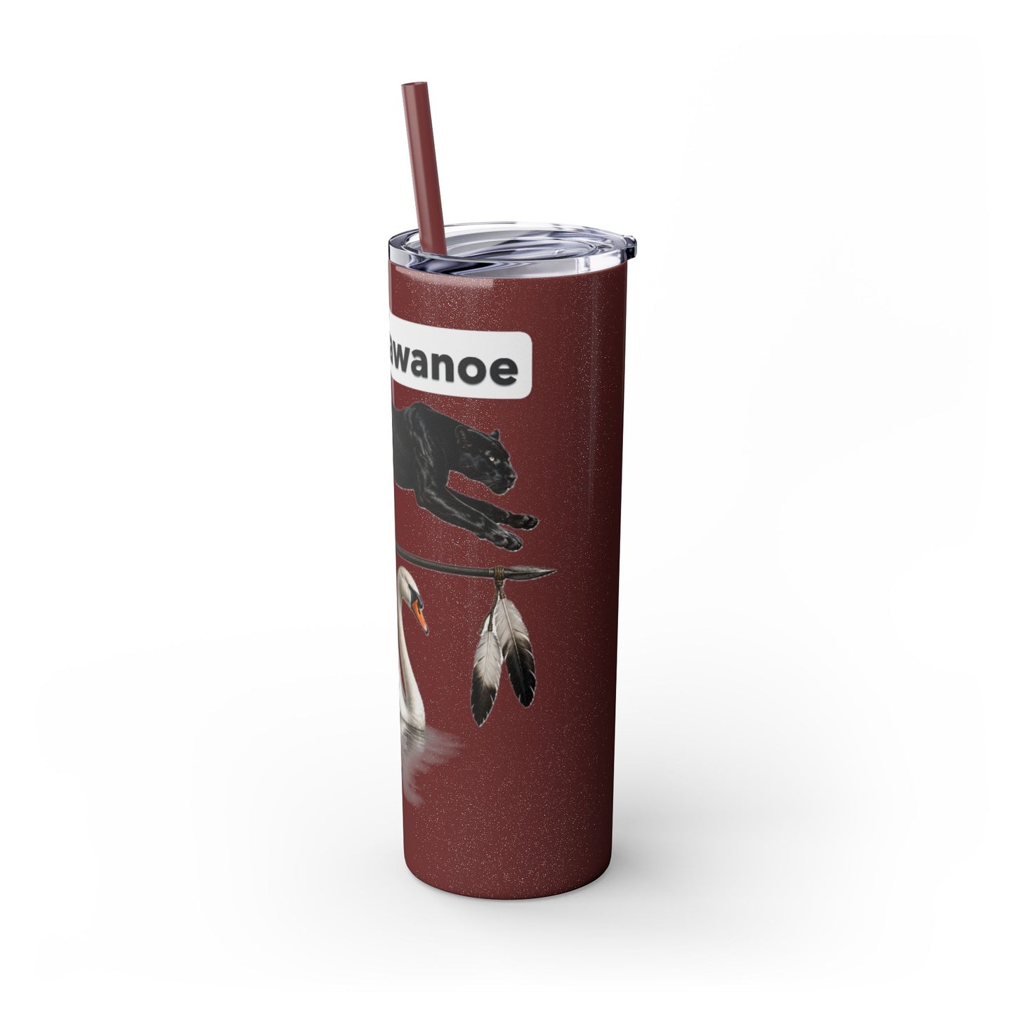 Shawnee East Skinny 20oz Tumbler with Straw — East Shawano River Swan & Otter Design