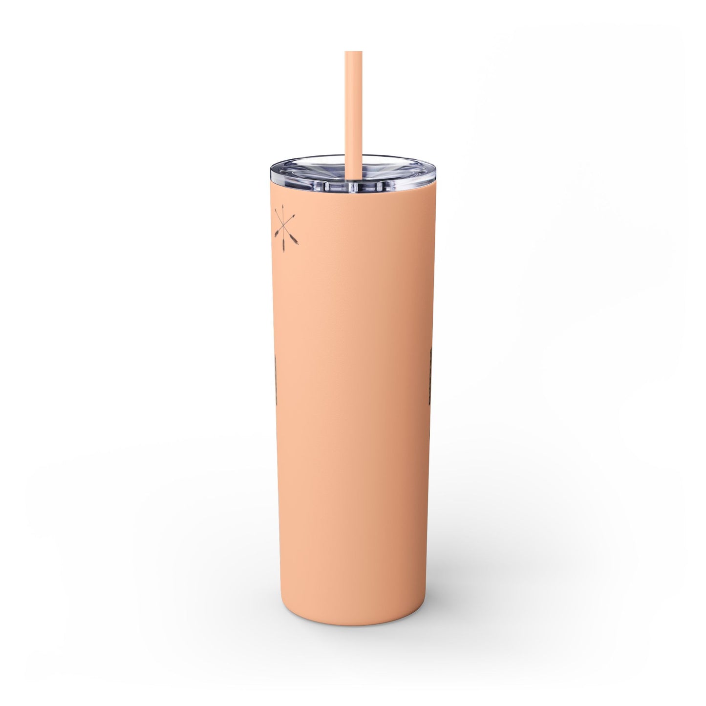 Delaware East Personalized 20oz Skinny Tumbler with Straw — Custom Name Tribal Crest Design