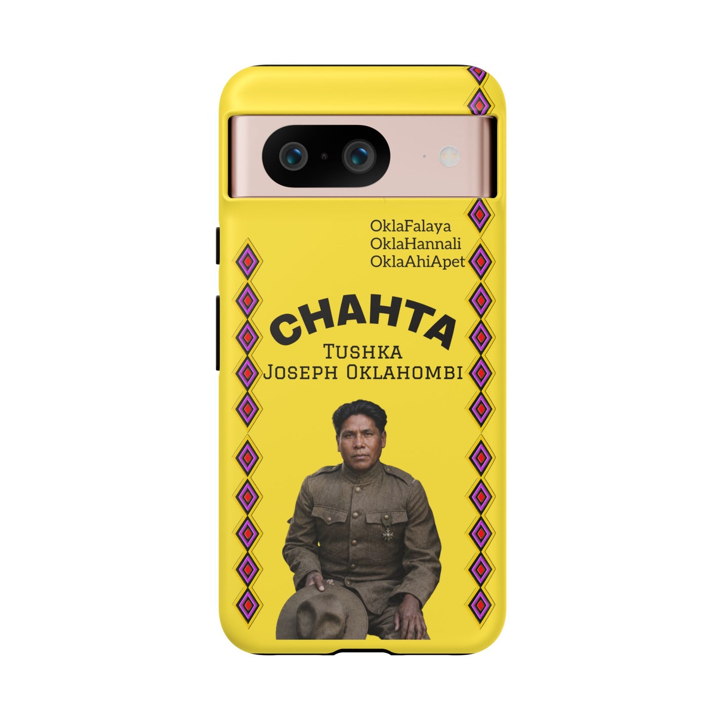 Chahta Tushka Joseph Oklahombi Yellow Phone Case — Native American Tribute Protective Cover