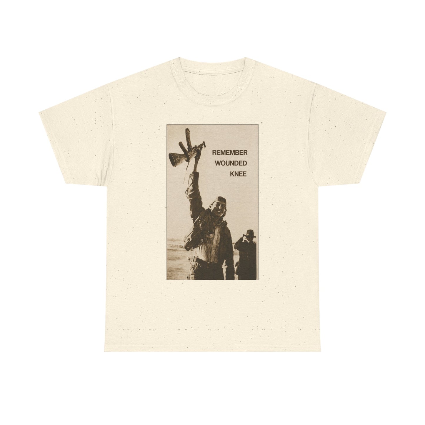 T-Shirt — 'Remember Wounded Knee' Historical Protest Tee with Arrow Emblem