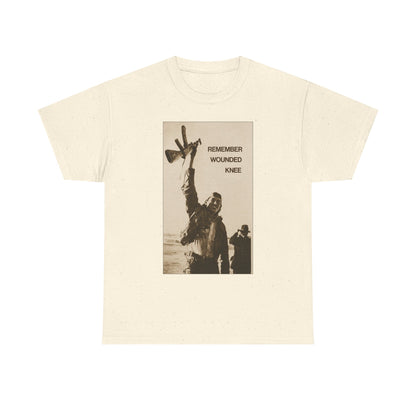 T-Shirt — 'Remember Wounded Knee' Historical Protest Tee with Arrow Emblem