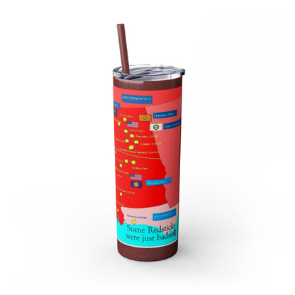 Opothleyahola Skinny Tumbler – Colorful Native American Portrait Design, 20oz Stainless Straw Cup