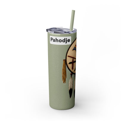 Iowa 20oz Skinny Tumbler with Native Dreamcatcher Design - 'Pahodje' Travel Straw Cup