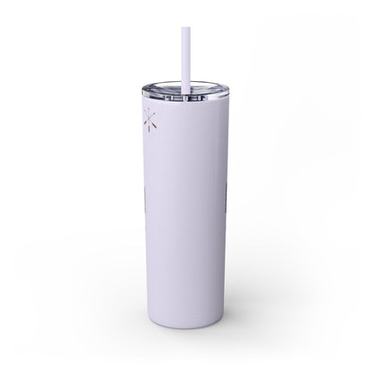Delaware East Personalized 20oz Skinny Tumbler with Straw — Custom Name Tribal Crest Design