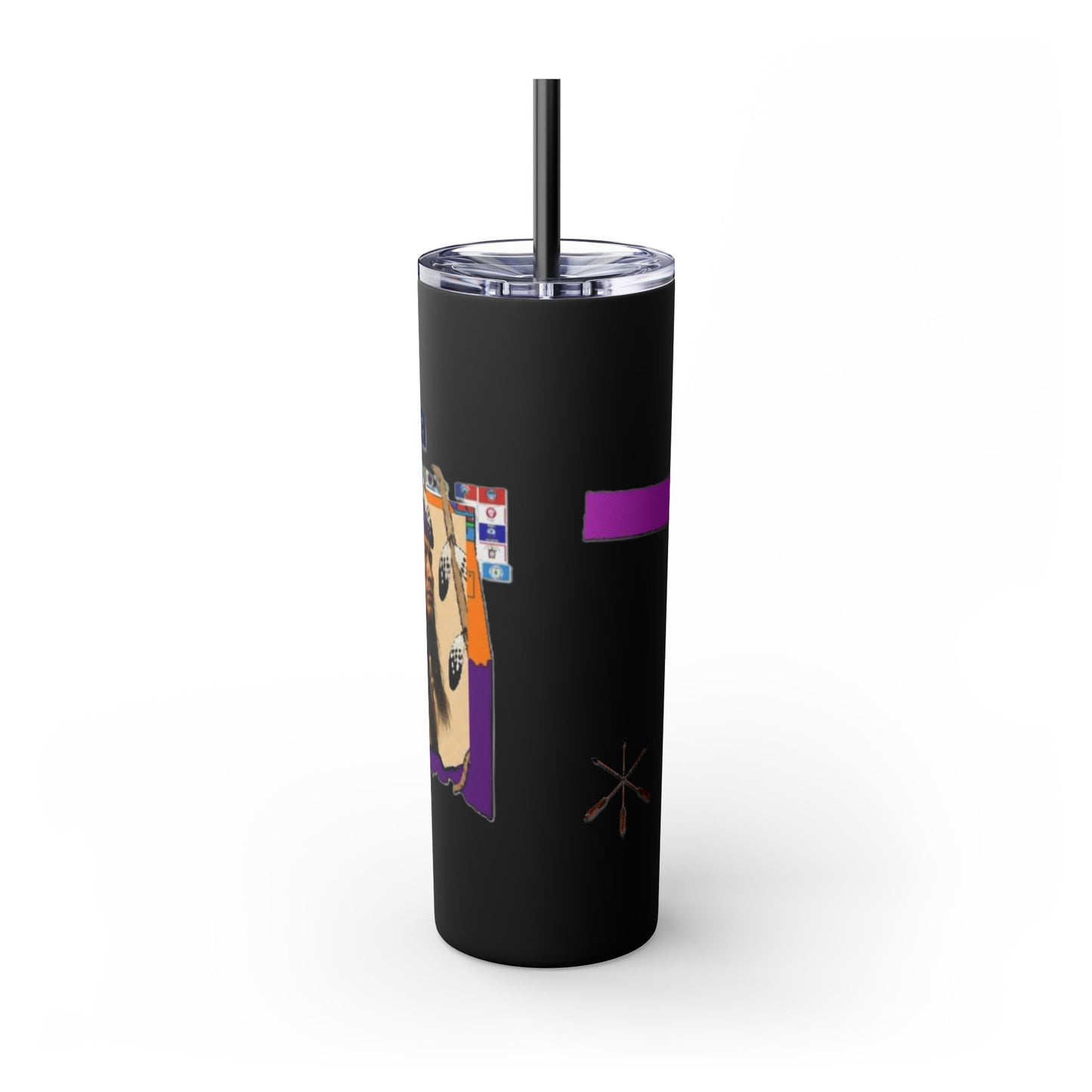 Apache 20oz Skinny Tumbler with Straw — Colorful Retro Design "Naishade"